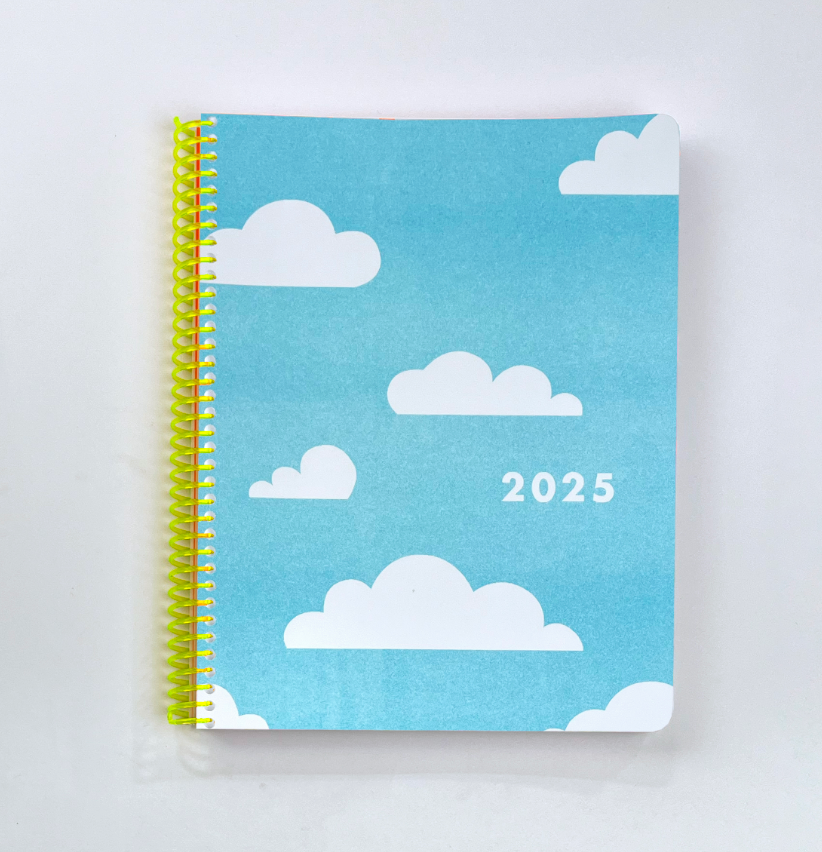 2025 Dated Planner - Riso Printed, 212 Pages, Spiral Bound - CLOUD