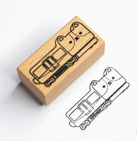 Corgi Train Rubber Stamp