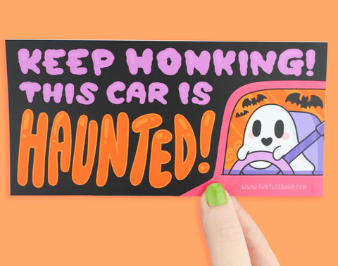 Keep Honking, This Car Is Haunted Car Decal Vinyl Bumper Sticker