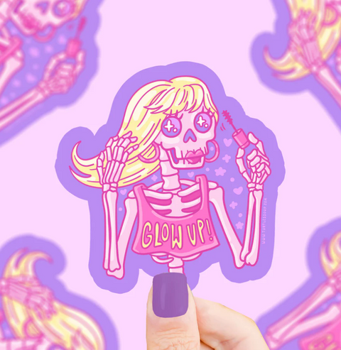 Glow Up Skeleton Vinyl Sticker