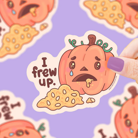 I Frew Up Pumpkin Vinyl Sticker