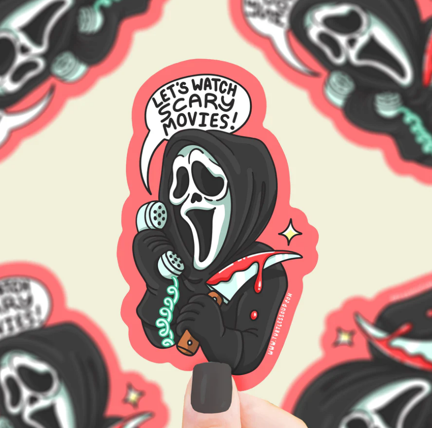 Let’s Watch Scary Movies Vinyl Sticker