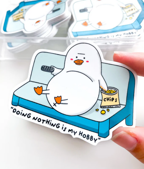 Doing Nothing is My Hobby Duck Vinyl Sticker