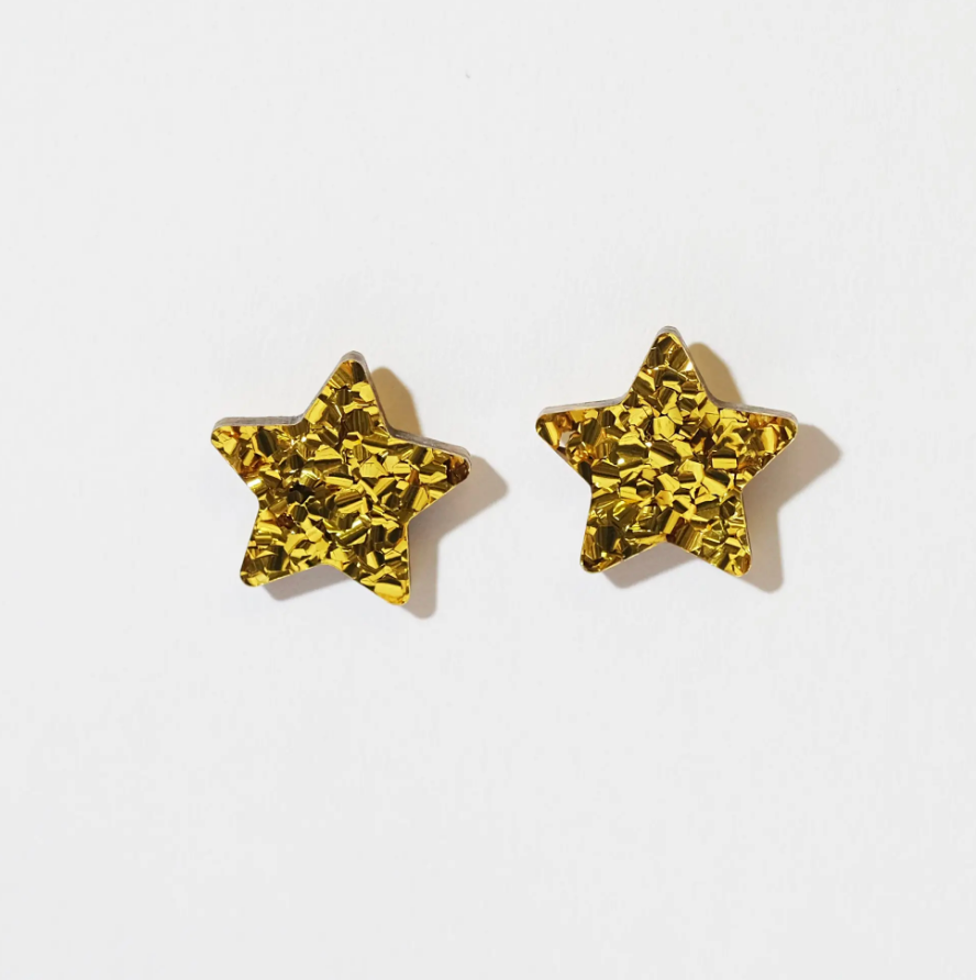 Big Star Stud - Gold Glitter