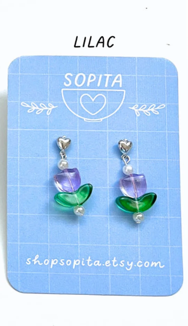 Glass Tulip Drop Earrings