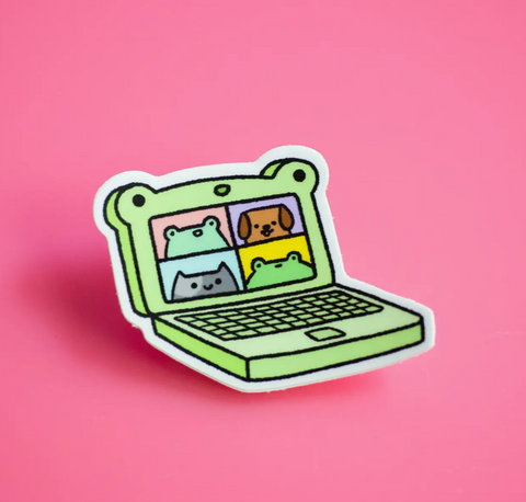 Froggy Laptop Teleconference Sticker