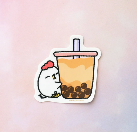 Grumpy Chicken Boba Sticker