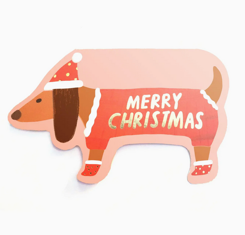 Dachshund - Shaped Holiday Card