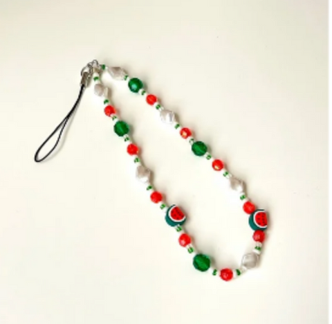 Fruit Beaded Phone Charm Strap - Watermelon