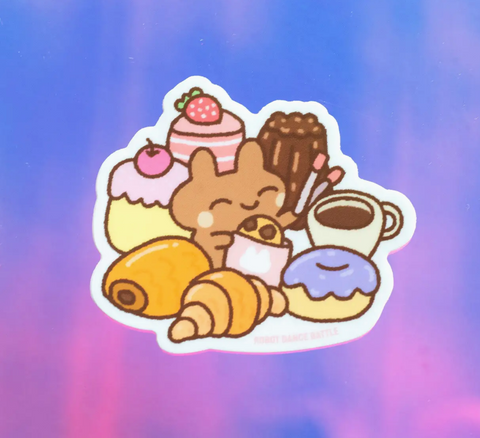 Bunny Pastry and Coffee Vinyl Sticker