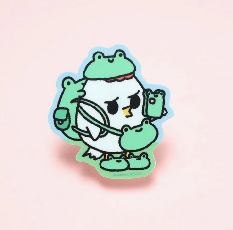 Grumpy Chicken Frog Outfit Sticker