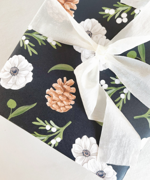 Winter Anemones Holiday Gift Wrap - single sheet