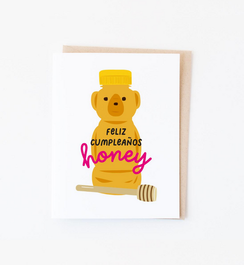 Honey Bear Spanish birthday card