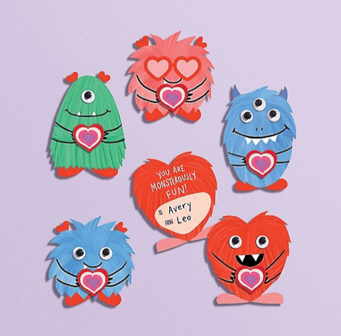 Monster Eraser Valentine Card Kit (set of 24)