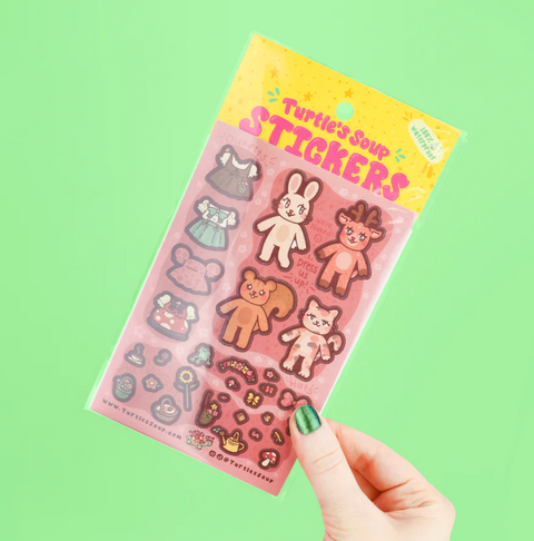 Cottagecore Animal Dresses Sticker Sheet