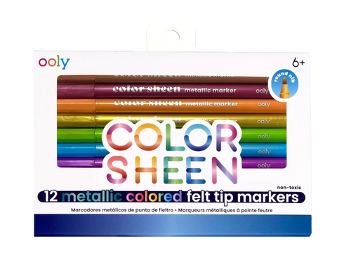 Color Sheen Metallic Colored Felt Tip Markers - Set of 12