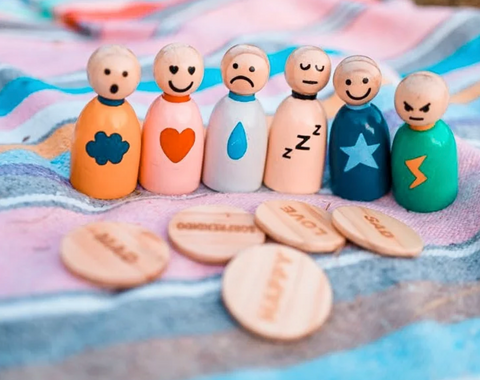 Bilingual Wooden Feelings Peg Doll Set