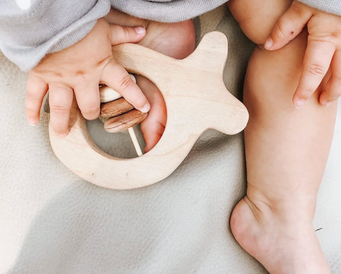 Wooden Animal Baby Rattle