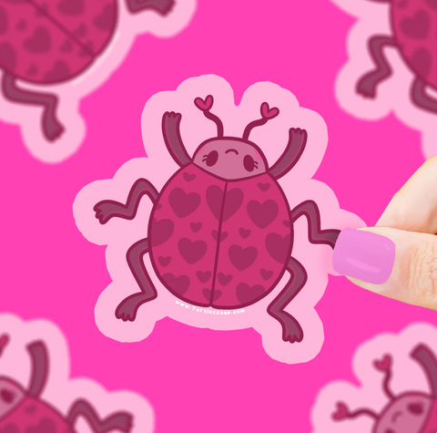 Lady Bug Love Valentines Vinyl Sticker