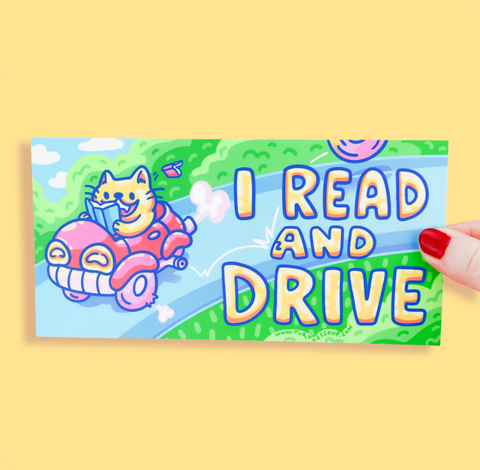 I Read and Drive Funny Book Car Decal Vinyl Bumper Sticker