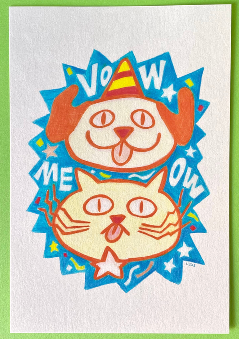 Dog & Cat Postcard