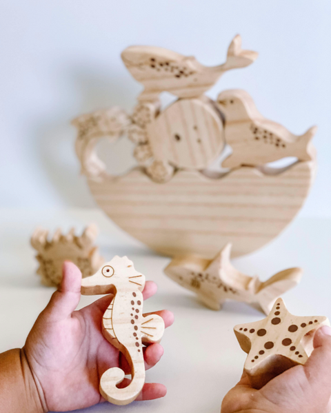 Sea Life Wooden Stacker, Balance Puzzles