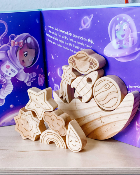 Space Wooden Stacker, Balance Puzzle