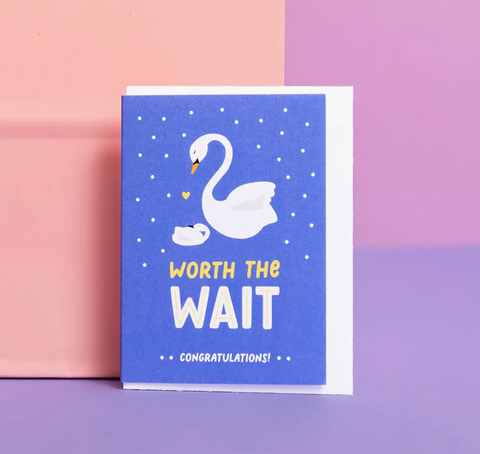 Worth the Wait Enclosure | Swan New Baby Mini Greeting Card