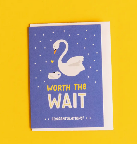 Worth the Wait Enclosure | Swan New Baby Mini Greeting Card