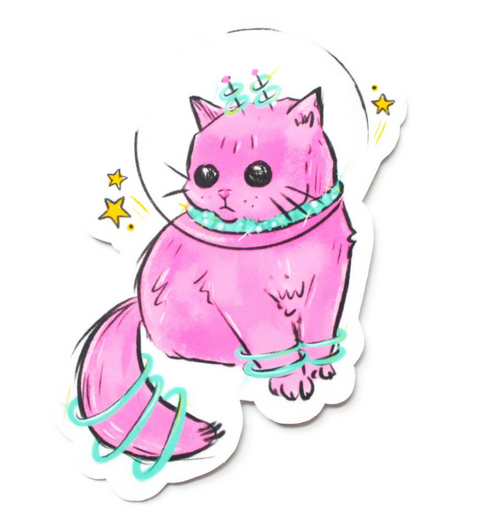 Pink Space Kitty Vinyl Sticker