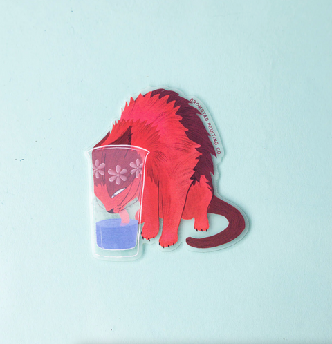 Hydrated Cat Clear Sticker