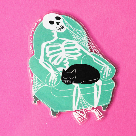 Skeleton Cat Clear Sticker