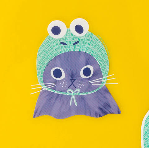 Frog Hat Cat Clear Sticker