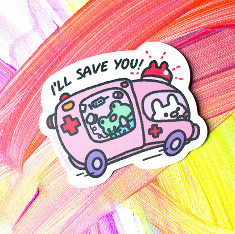 Bunny and Froggy Ambulance Sticker