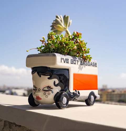 I've Got Baggage Ceramic Planter