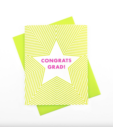 Radiating Superstar "Congrats Grad!" Risograph Greeting Card