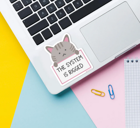The System Is Rigged Kitty Cat Vinyl Sticker