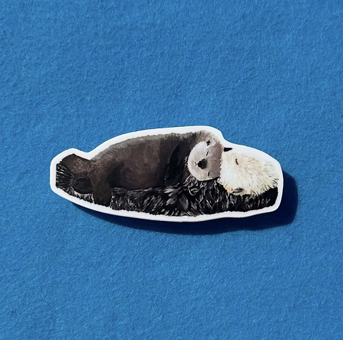 Mama and Baby Otter Sticker