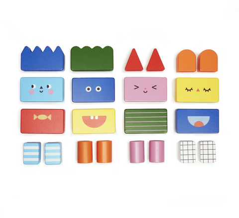 Kidoki Stack & Mix Wooden Building Blocks