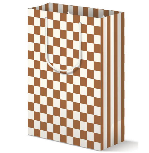 BROWN CHECKERBOARD GIFT BAG