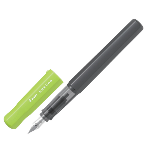 Pilot Kakuno Fountain Pen, Grey Barrel Lime Cap - Medium Nib