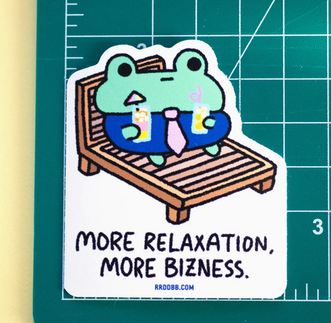 Bizness Frog Relaxation Vinyl Sticker