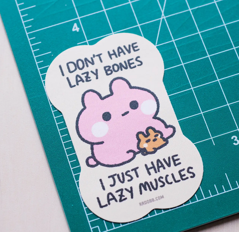 Lazy Muscles Bunny Sticker