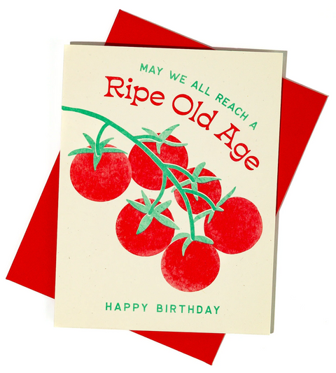 Ripe Old Age Tomato - Risograph Birthday Card