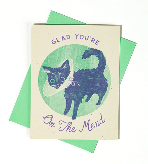 Glad You're On The Mend - Risograph Get Well Card