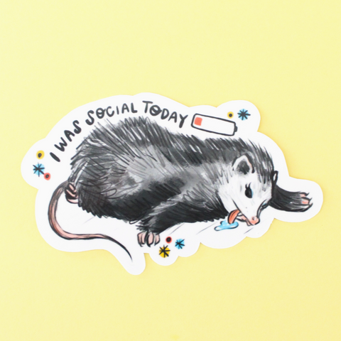 Socially Drained Possum Vinyl Sticker