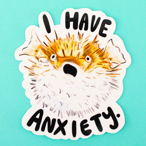 Anxiety Pufferfish Vinyl Sticker