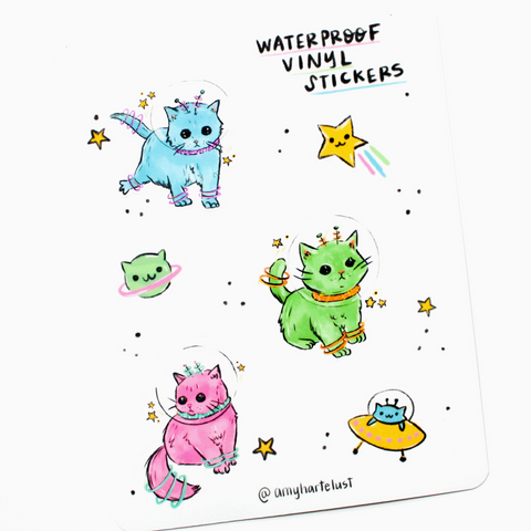 Space Kitty Vinyl Sticker Sheet