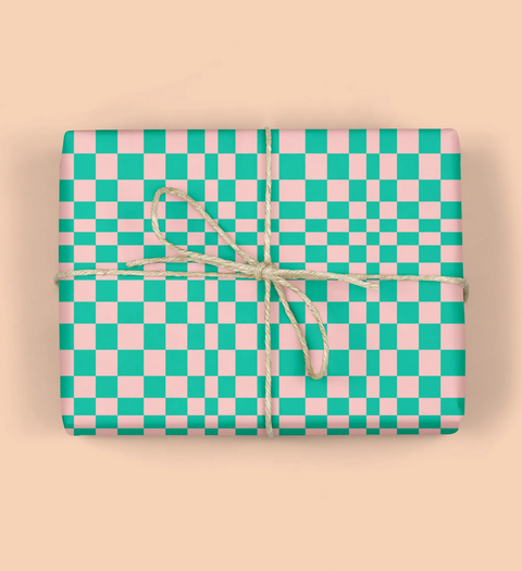 RETRO GREEN CHECKERBOARD Gift Wrap Sheets