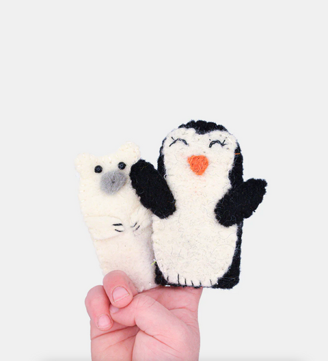 Polar Bear & Penguin Finger Puppet Set
